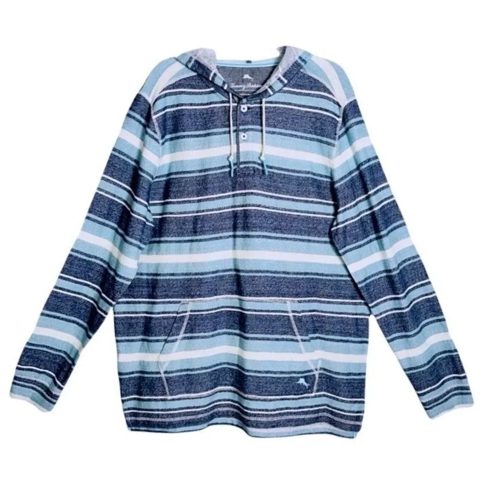 Tommy Bahama Mens 3XLB Blue Horizon Baja Hoodie Bering Blue NWT‎